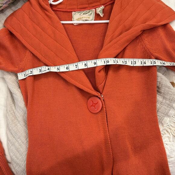 Anthropologie Sparrow Orange Bow Back Wool Cardigan Sweater Size Small - Picture 9 of 9